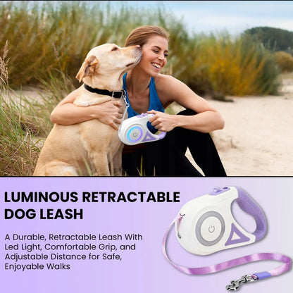 Retractable Dog Leash with Built-In LED Light – Safe Night Walks Every Time