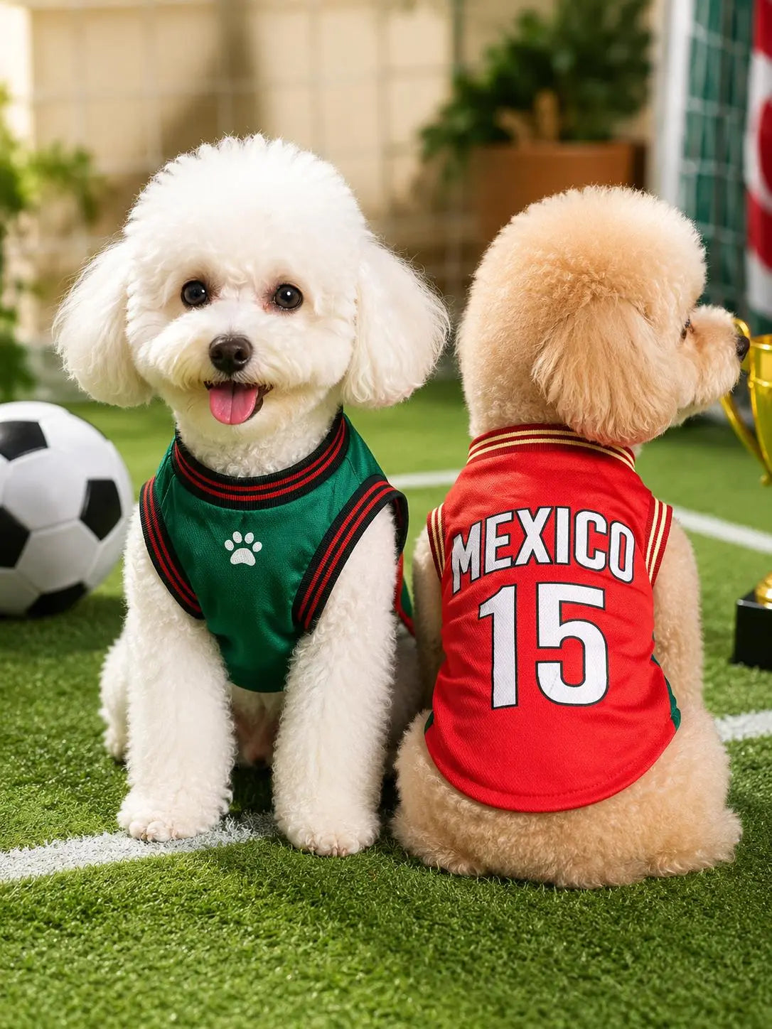Mexico #15 Soccer Jersey for Dogs & Cats – Breathable Mesh Pet Outfit for Game Day