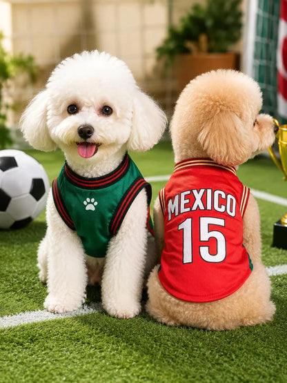Mexico #15 Soccer Jersey for Dogs & Cats – Breathable Mesh Pet Outfit for Game Day