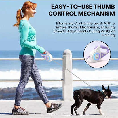 Retractable Dog Leash with Built-In LED Light – Safe Night Walks Every Time