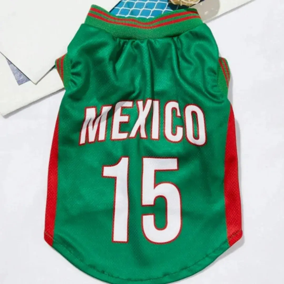 Mexico #15 Soccer Jersey for Dogs & Cats – Breathable Mesh Pet Outfit for Game Day