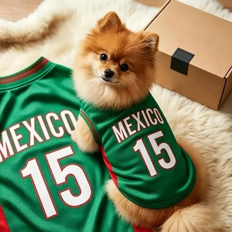 Mexico #15 Soccer Jersey for Dogs & Cats – Breathable Mesh Pet Outfit for Game Day