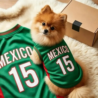 Mexico #15 Soccer Jersey for Dogs & Cats – Breathable Mesh Pet Outfit for Game Day