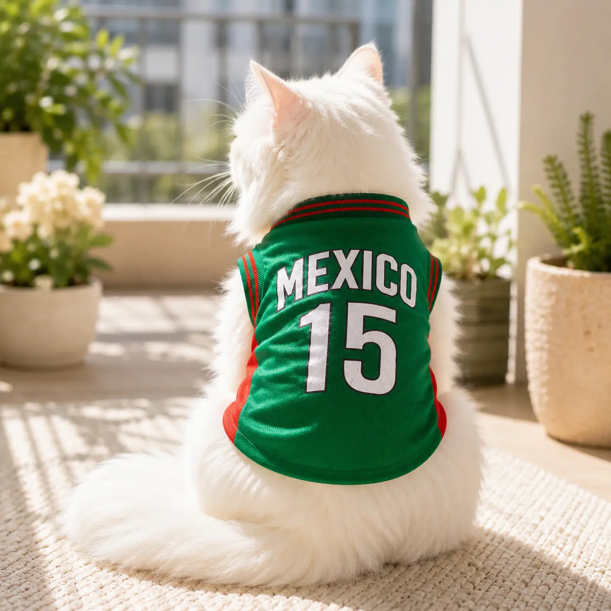 Mexico #15 Soccer Jersey for Dogs & Cats – Breathable Mesh Pet Outfit for Game Day