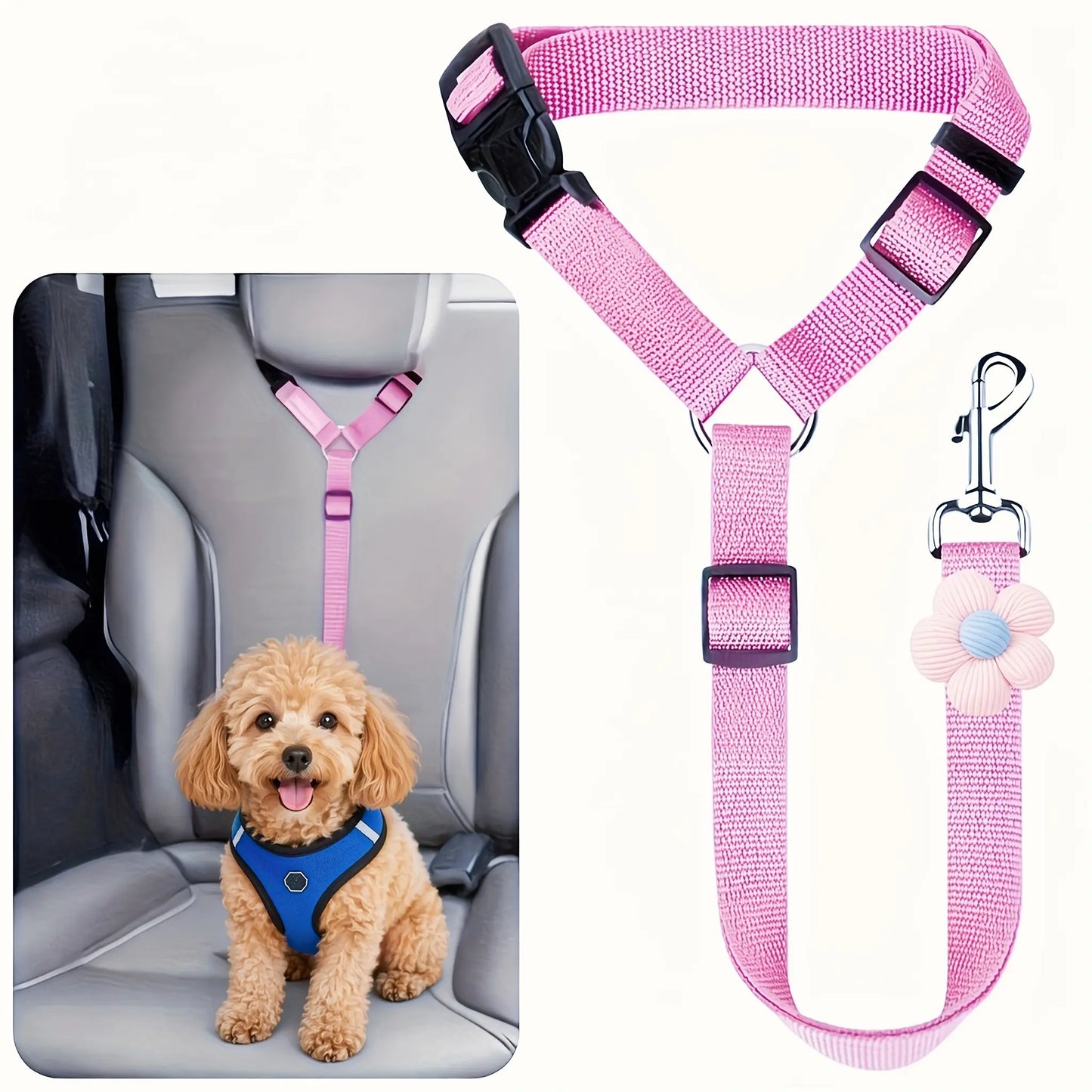 Adjustable Dog Car Seat Belt – Anti-Lunge Safety Harness for All Vehicles