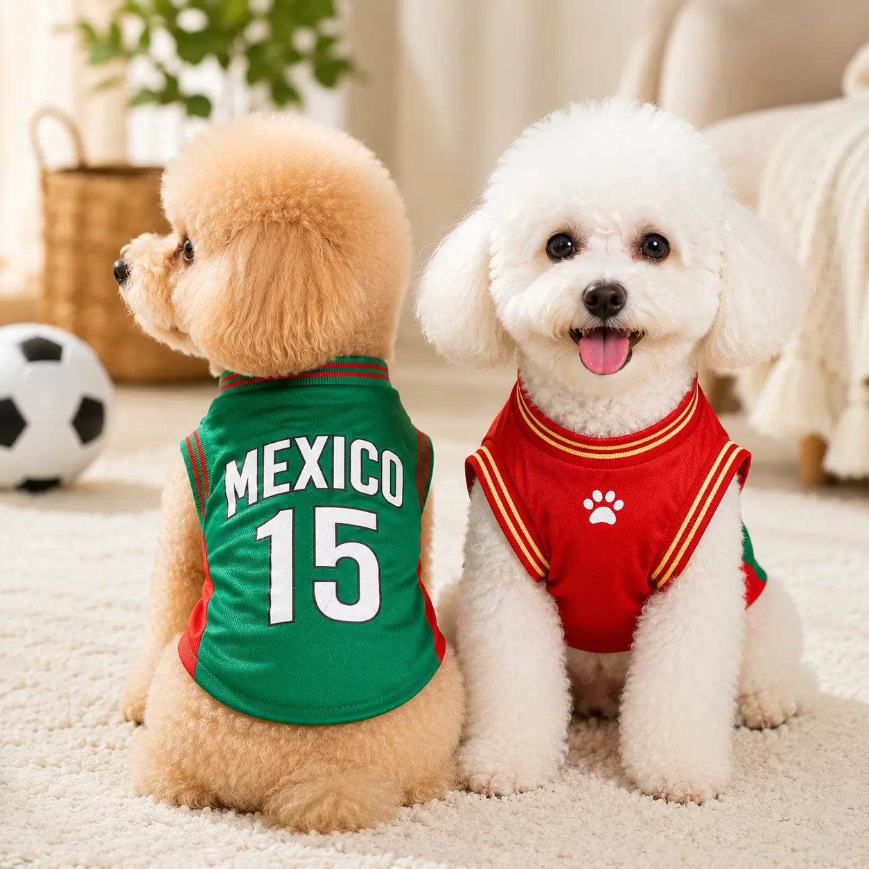 Mexico #15 Soccer Jersey for Dogs & Cats – Breathable Mesh Pet Outfit for Game Day