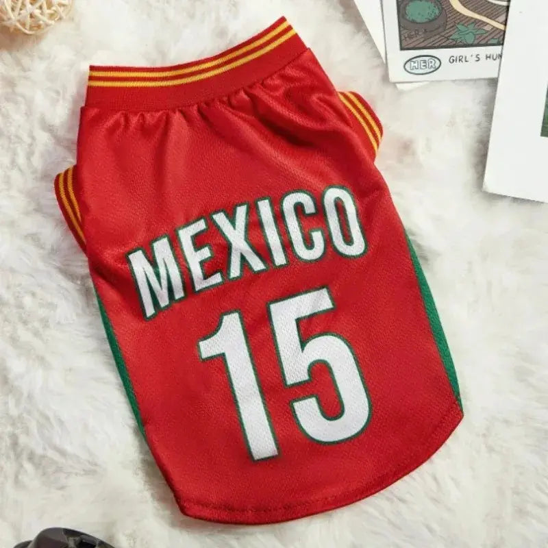 Mexico #15 Soccer Jersey for Dogs & Cats – Breathable Mesh Pet Outfit for Game Day
