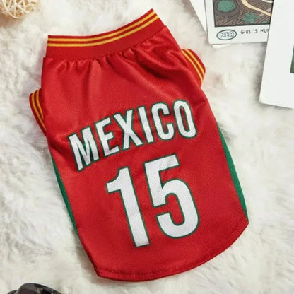 Mexico #15 Soccer Jersey for Dogs & Cats – Breathable Mesh Pet Outfit for Game Day