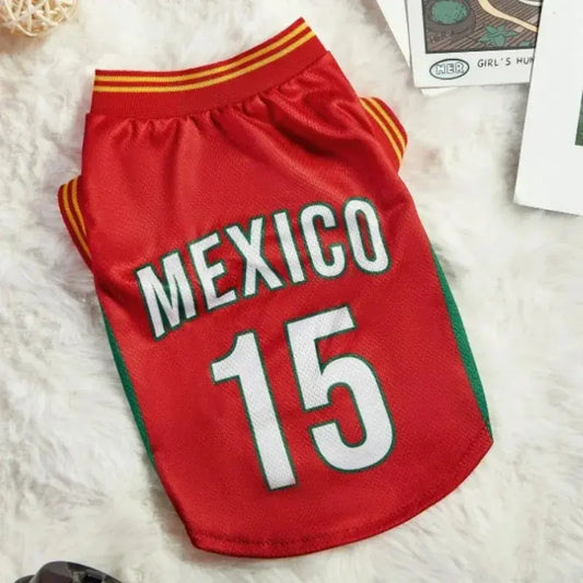 Mexico #15 Soccer Jersey for Dogs & Cats – Breathable Mesh Pet Outfit for Game Day