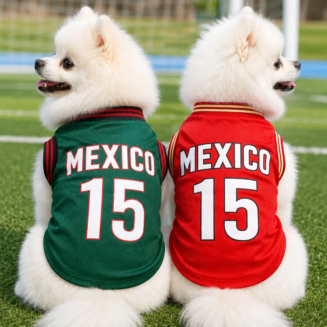 Mexico #15 Soccer Jersey for Dogs & Cats – Breathable Mesh Pet Outfit for Game Day