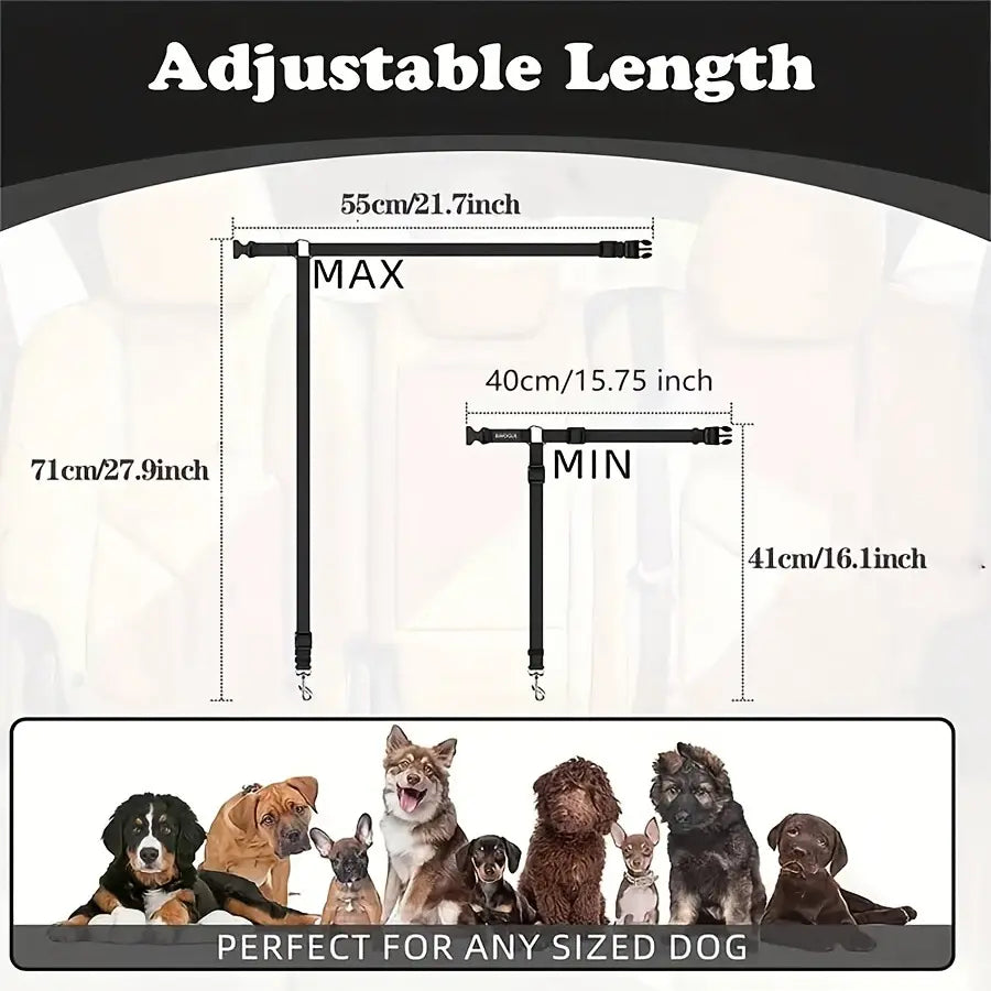 Adjustable Dog Car Seat Belt – Anti-Lunge Safety Harness for All Vehicles