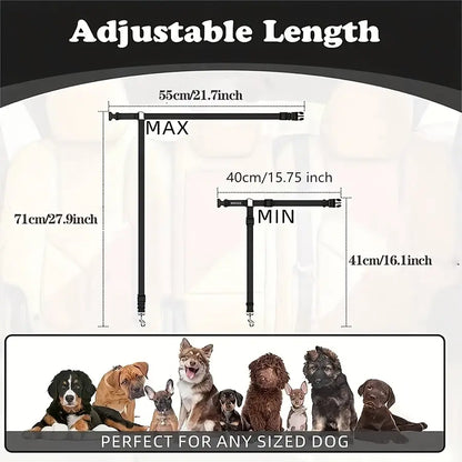 Adjustable Dog Car Seat Belt – Anti-Lunge Safety Harness for All Vehicles