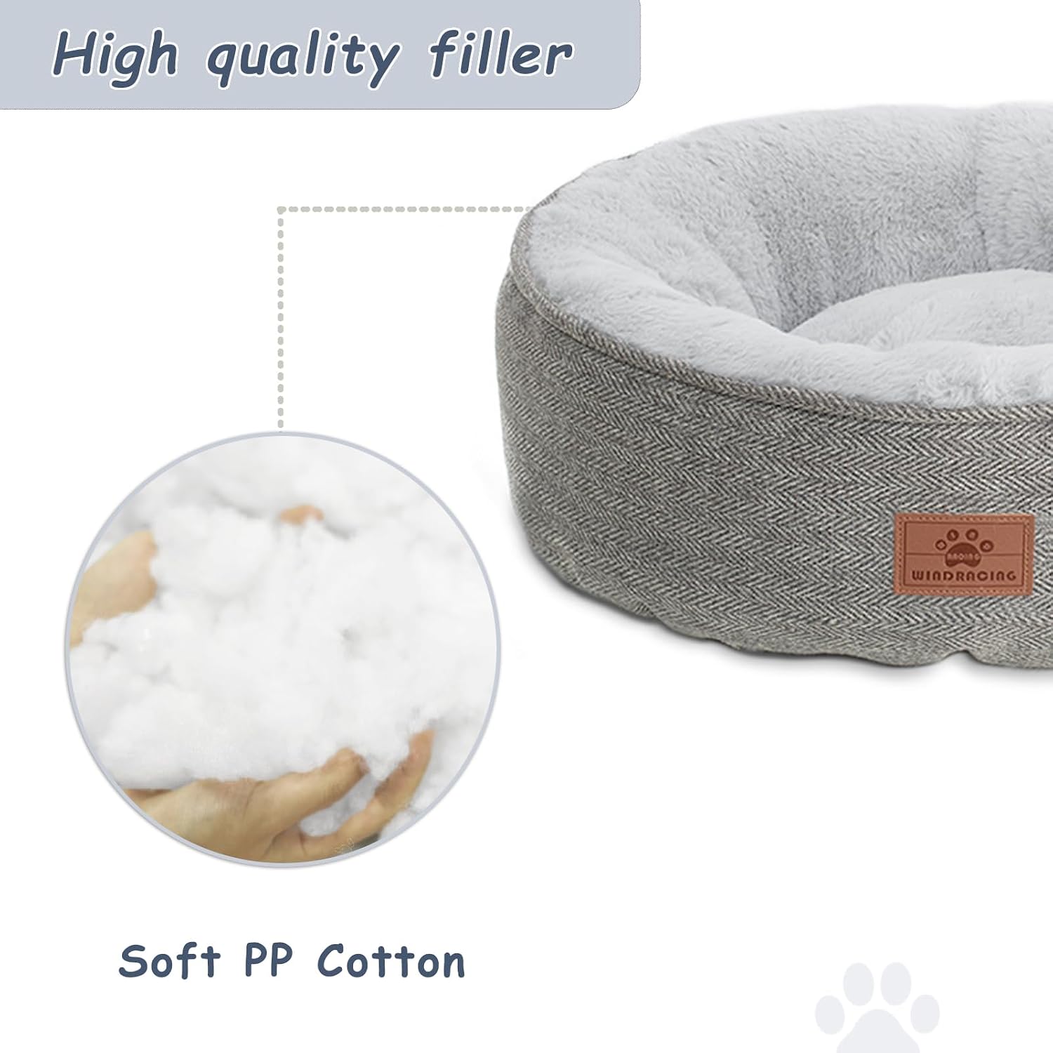 Cat Beds for Indoor Cats, Comfy Durable Pet Sleeping Bed, Washable Round Cat Bed & Non-Slip Bottom, Size 18"L X 18"W X 6.5"Th