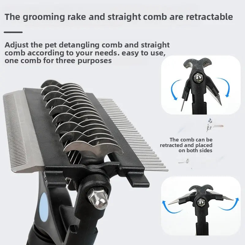 3-in-1 Pet Grooming Comb – Deshedding & Dematting Tool for Cats & Dogs