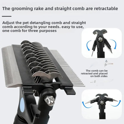 3-in-1 Pet Grooming Comb – Deshedding & Dematting Tool for Cats & Dogs