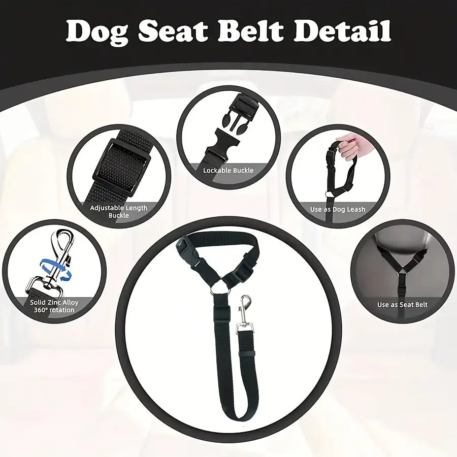 Adjustable Dog Car Seat Belt – Anti-Lunge Safety Harness for All Vehicles