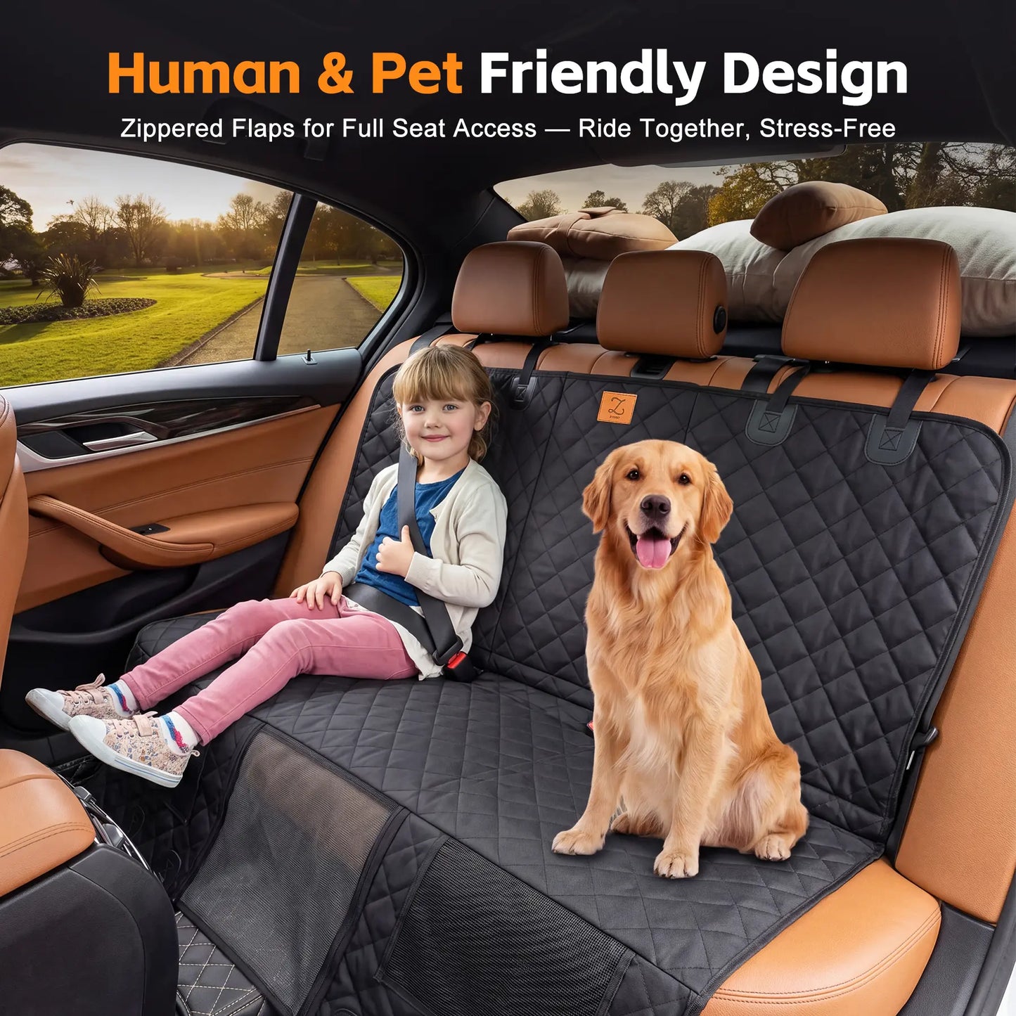 Waterproof Dog Car Seat Cover – Non-Slip Pet Hammock for Back Seat | Fits SUVs & Trucks