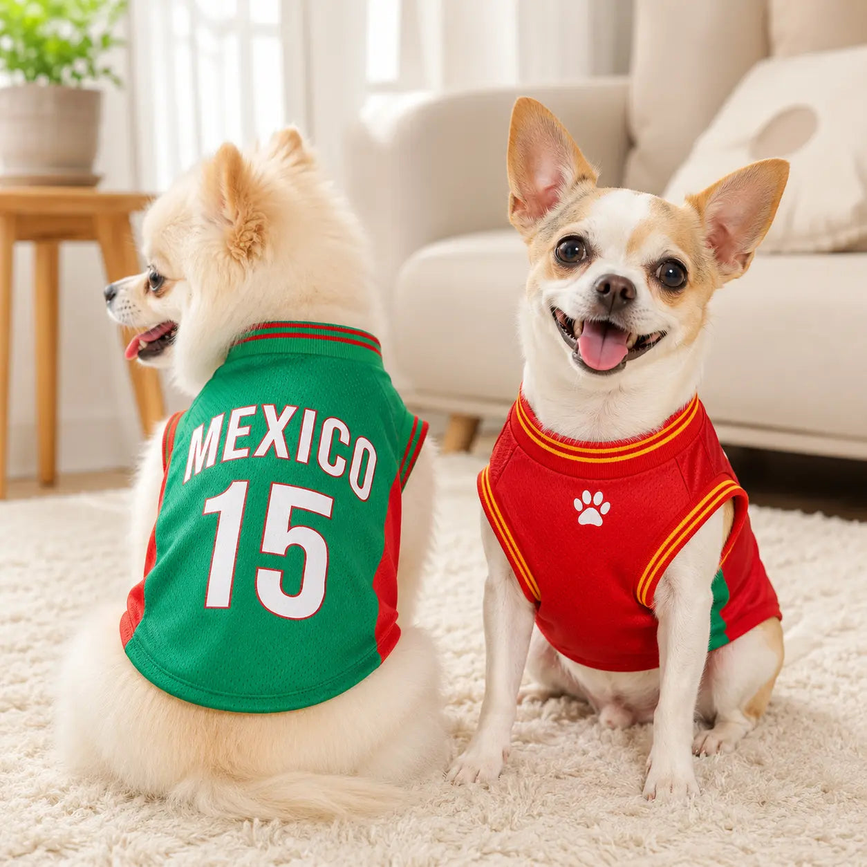 Mexico #15 Soccer Jersey for Dogs & Cats – Breathable Mesh Pet Outfit for Game Day