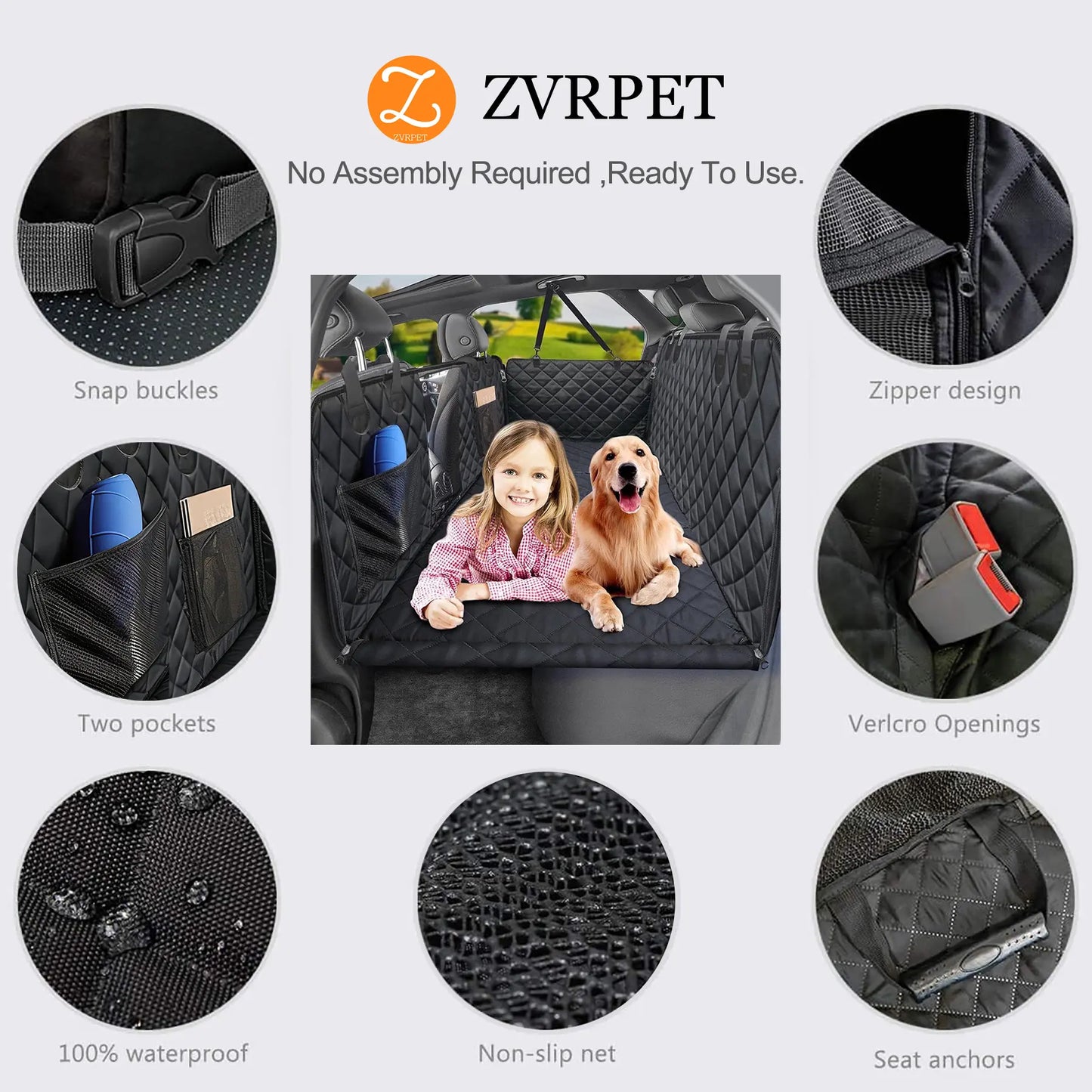 Waterproof Dog Car Seat Cover – Non-Slip Pet Hammock for Back Seat | Fits SUVs & Trucks