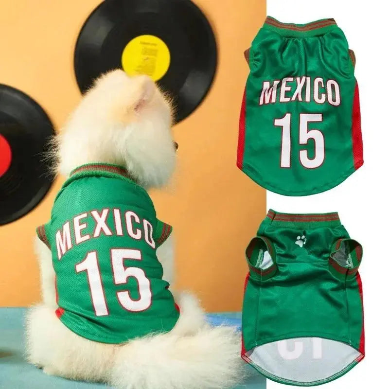Mexico #15 Soccer Jersey for Dogs & Cats – Breathable Mesh Pet Outfit for Game Day