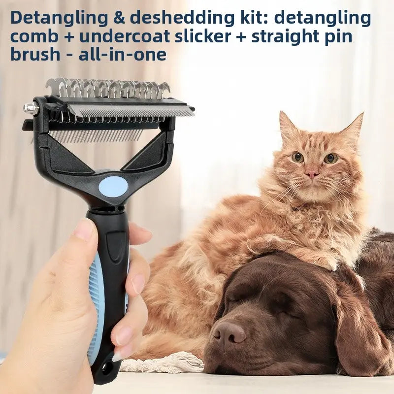 3-in-1 Pet Grooming Comb – Deshedding & Dematting Tool for Cats & Dogs