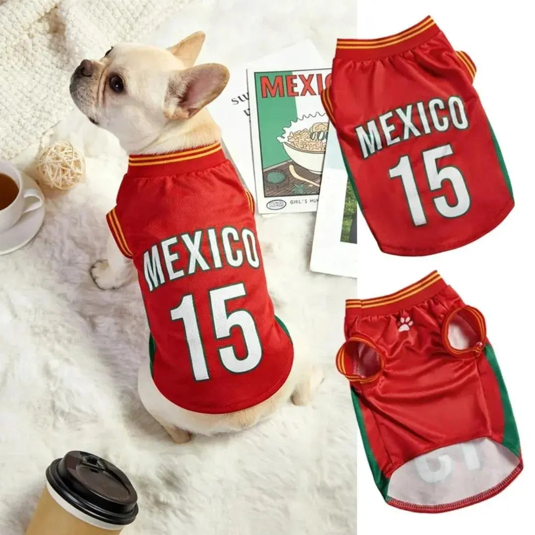 Mexico #15 Soccer Jersey for Dogs & Cats – Breathable Mesh Pet Outfit for Game Day