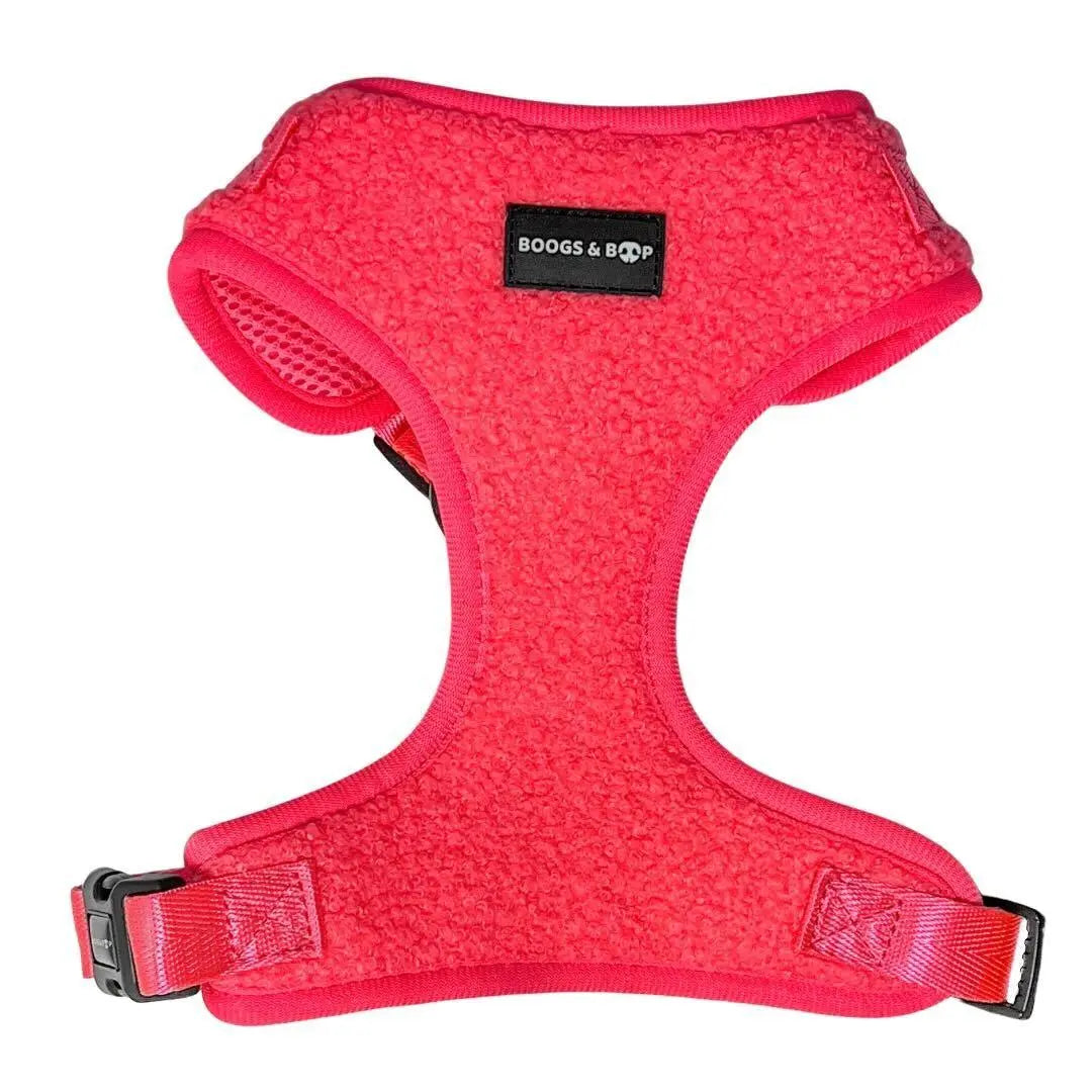 Plush Teddy Fabric Dog Harness – Ultra-Soft & Adjustable | Hot Pink