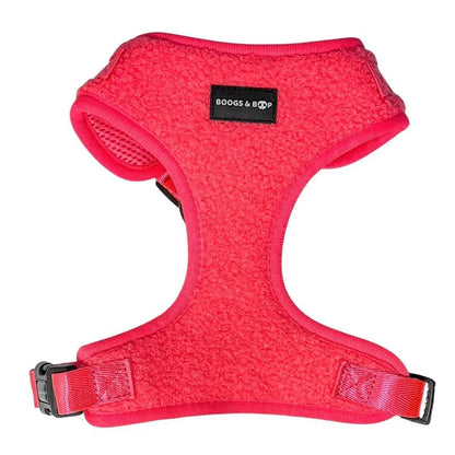 Plush Teddy Fabric Dog Harness – Ultra-Soft & Adjustable | Hot Pink