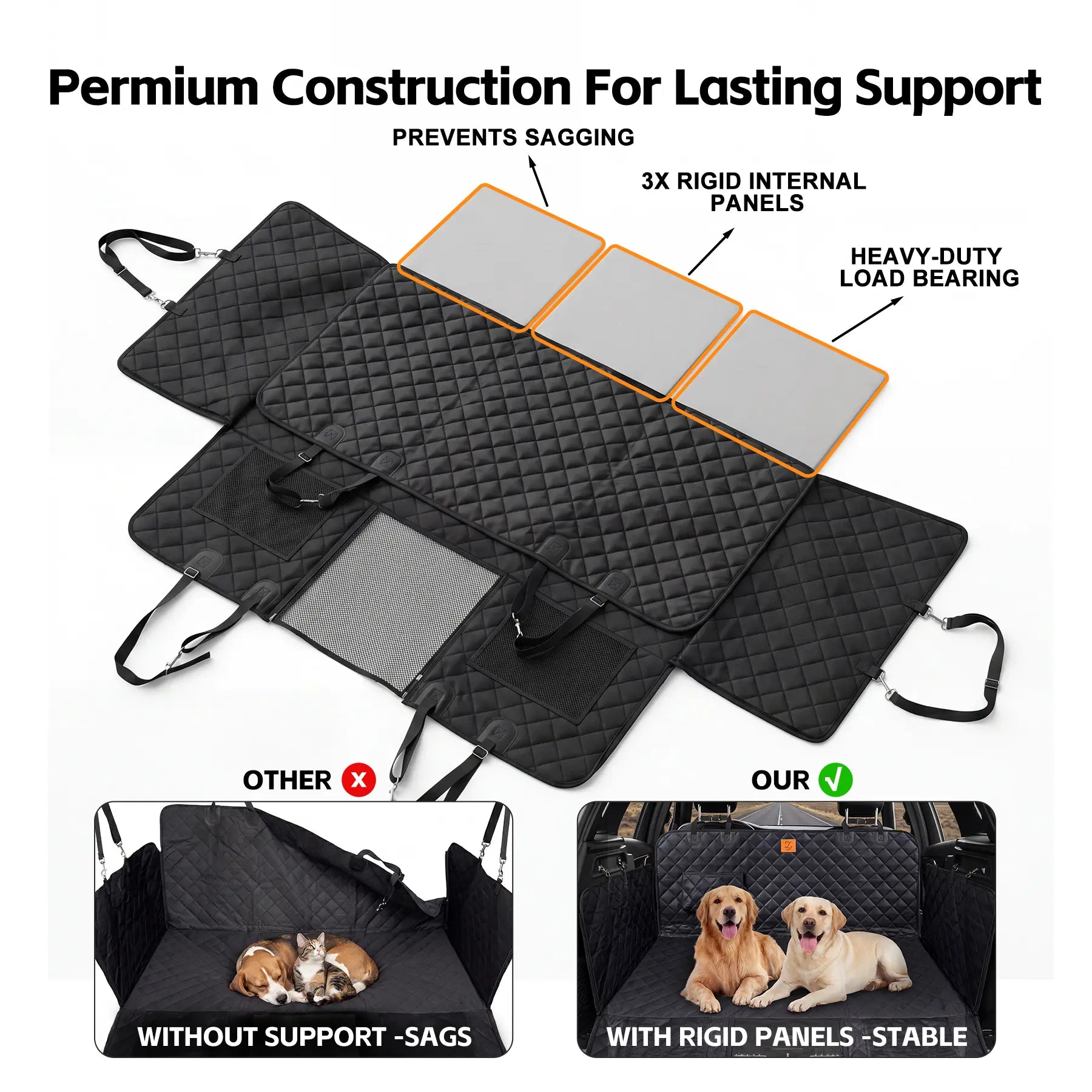 Waterproof Dog Car Seat Cover – Non-Slip Pet Hammock for Back Seat | Fits SUVs & Trucks
