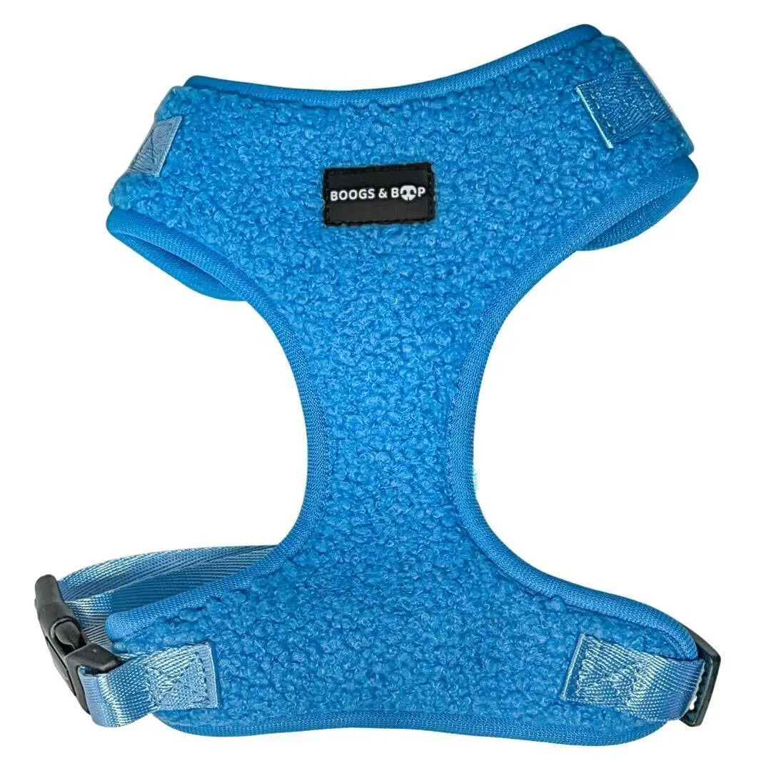 Plush Teddy Fabric Dog Harness – Ultra-Soft & Adjustable | Electric Blue