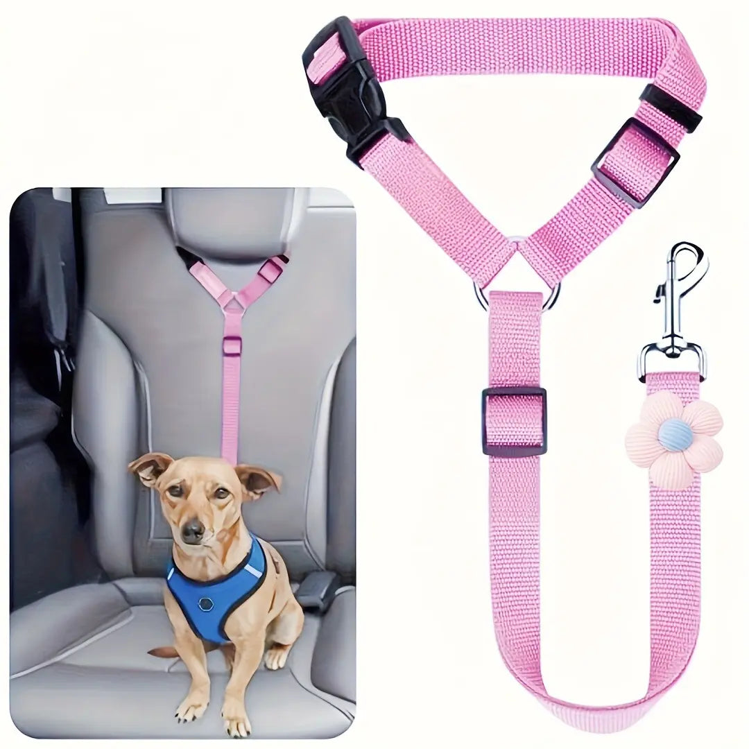 Adjustable Dog Car Seat Belt – Anti-Lunge Safety Harness for All Vehicles